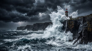 A Dramatic and Dangerous Scene Dark Blue Tsunami Wallpaper