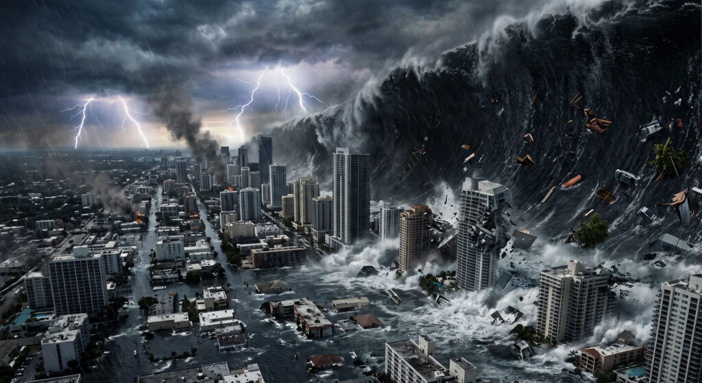 A Massive, Monstrous Apocalyptic Tsunami Wave Wallpaper