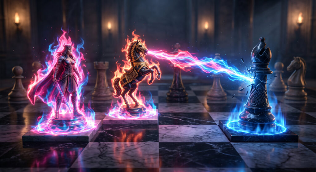 Chess Game Attack Fantasy 3D Art Wallpaper