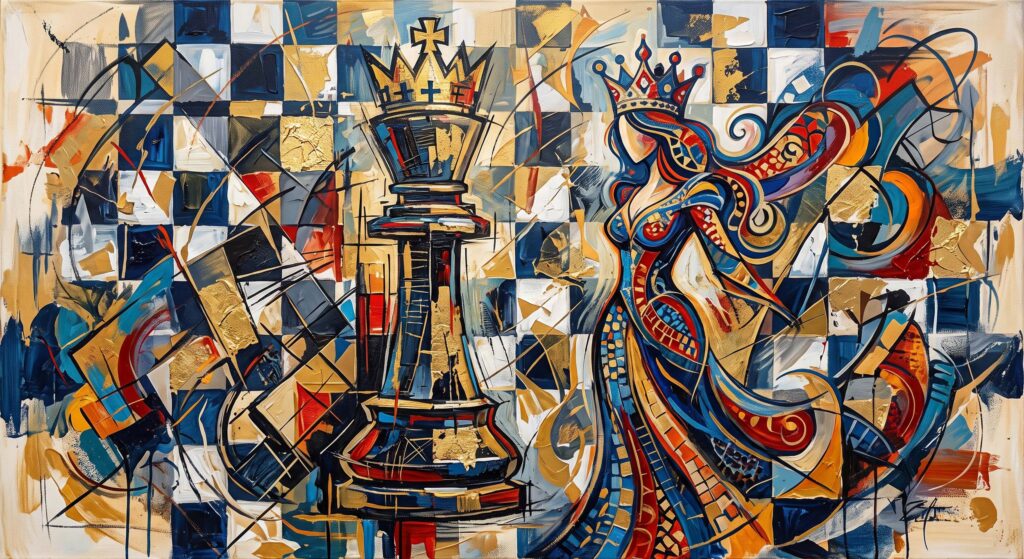 Chess Game King Queen Abstract Art Wallpaper
