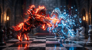 Chess Game Knight War Fantasy 3D Art Wallpaper