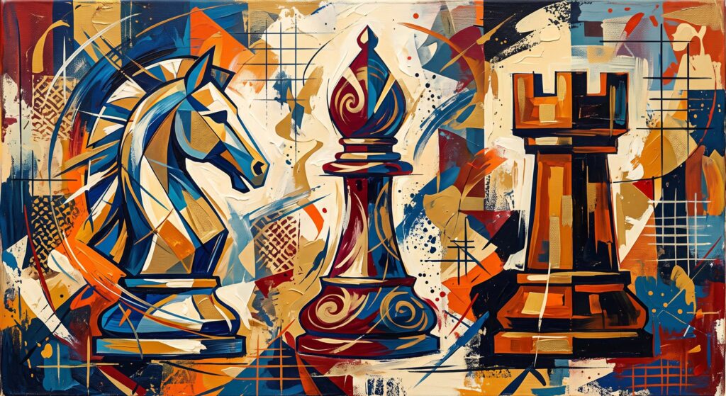 Chess Game Rock Knight Bishop Abstract Art Wallpaper