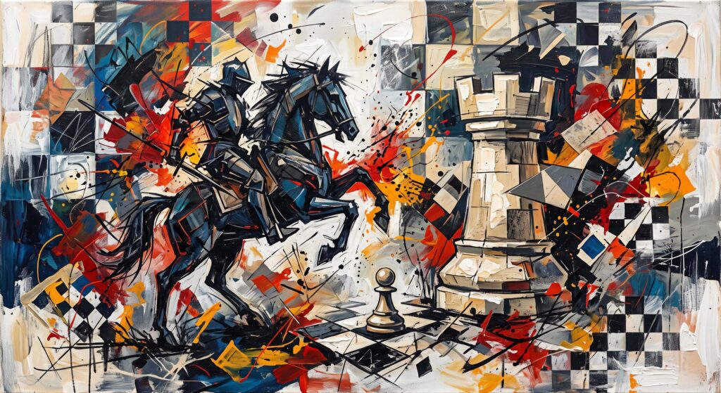 Chess Game Rock Knight Fight Abstract Art wallpaper