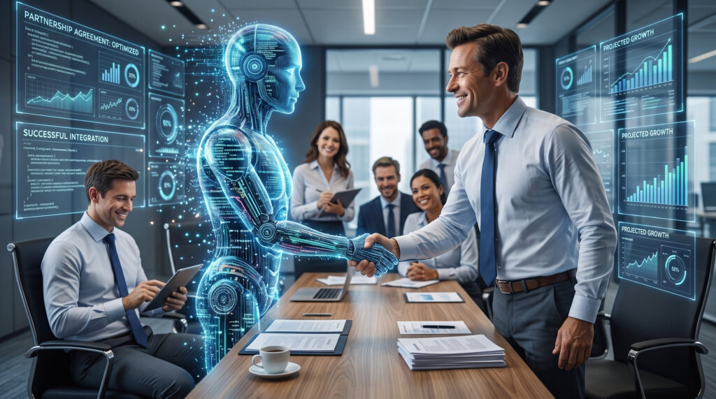 AI Handshake Businessman Success Wallpaper