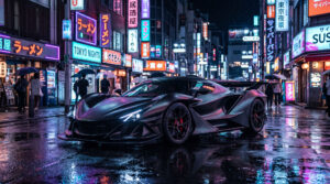 Cyberpunk Hypercar Tokyo Nights Wallpaper