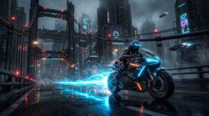 Futuristic Sci Fi Motorcycle Dystopian City Wallpaper