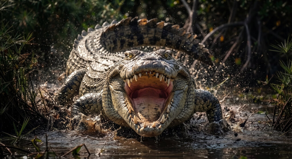 Giant Nile Crocodile Front View Wallpaper
