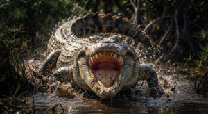 Giant Nile Crocodile Front View Wallpaper