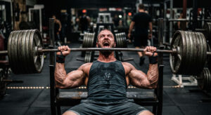 Male Heavy Barbell Bench Press GYM Workout