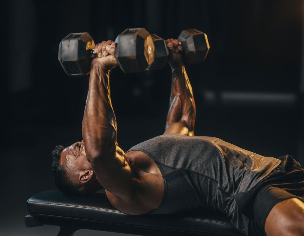 Male Heavy Dumbbell Press GYM Workout Wallpaper