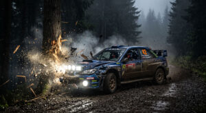 Rally Racing Car Crash Forest Tree Wallpaper