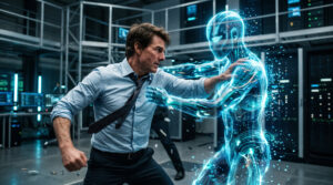 Tom Cruise Fighting AI Server Room Wallpaper